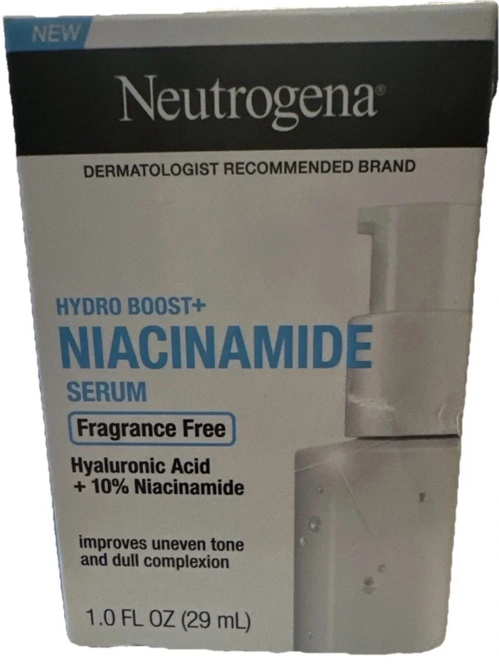 Neutrogena Hydro Boost+ Niacinamide Serum 1oz Fragrance Free Hyaluronic Acid NEW